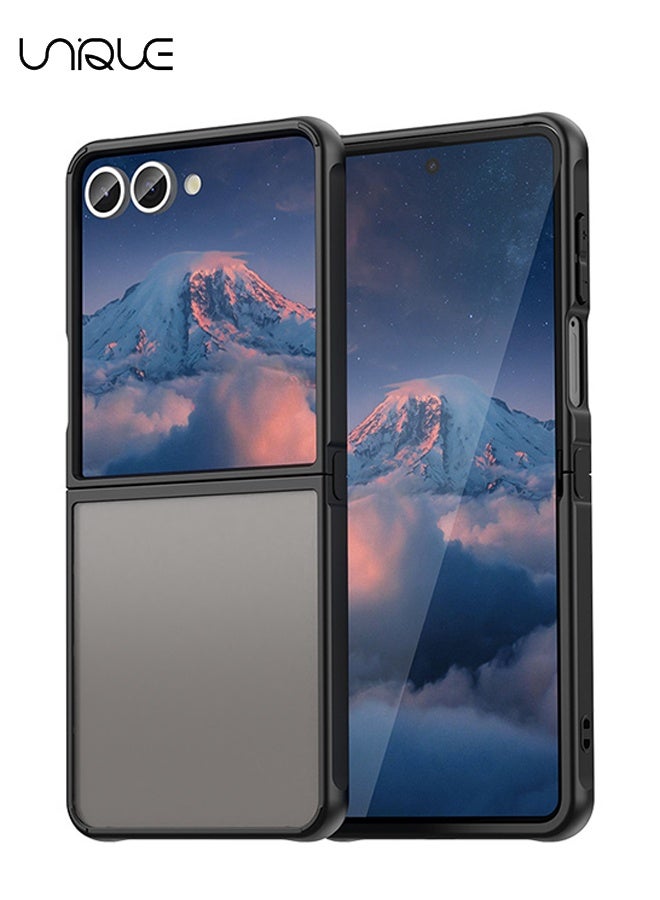 Unique Compatible with Samsung Galaxy Z Flip 7 Case - Translucent Frosted Phone Case - PC Durable Phone Protector - TPU Shockproof Protective Case - Black - Image 1